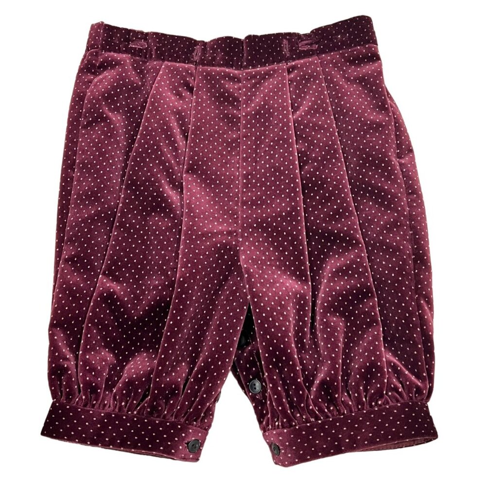 Vintage Velvet Polka Dot Burgundy Knickerbockers Shorts Size 4T